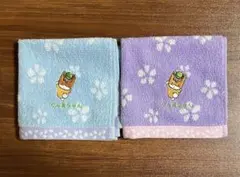 ぐんまちゃん 桜柄キャラクタータオル2枚セット水色 紫