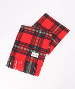 【新品】Ikka カシミヤタッチチェックマフラー タータンチェック 赤色