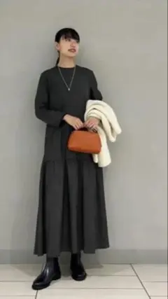 トゥモローランド　Ballse ミニドットプリント フレアギャザーワンピース