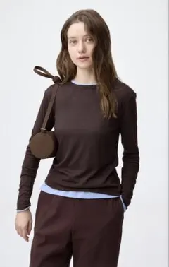 GU シアートップス 長袖 ブラウン