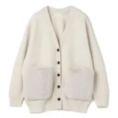 美品 Ballsey ウールポリエステルミラノリブ ファー ポケットカーディガン