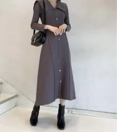 suu様専用 SNIDEL ビッグカラーホールワンピース　モカブラウン