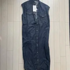 デニム 半袖シャツワンピース フリーサイズ