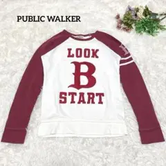 a1681【PUBLIC WALKER】長袖カットソー 英字　アメカジ　F 白