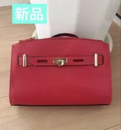［新品］赤色ボックス型ショルダーバッグ