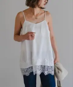 Bonjour Sagan レーストリムキャミソール　オフホワイト