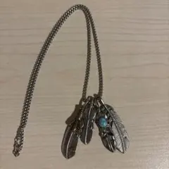 シルバー 羽根モチーフ ネックレス ターコイズ石付き