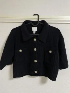 H&M ブラックニットジャケット M