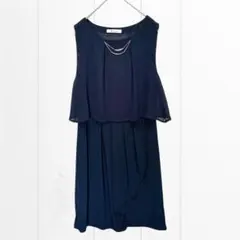 Rag Out ワンピース ネイビー シフォン レイヤード M ノースリーブ