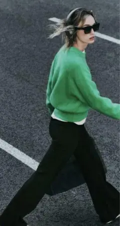 グリーン ニットセーター 長袖 ZARA ザラ