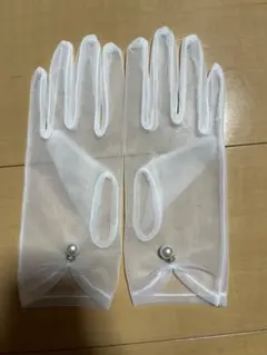 ウェディング ショート グローブ 手袋 ホワイト パール付き