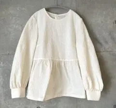 オペークドットクリップ　ジャカードペプラムブラウス 38 Mサイズ