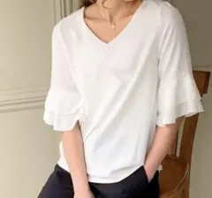 ジュノア　ティアードスリーブ　ブラウス　大きいサイズ