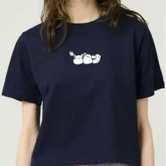 【新品未使用】graniphグラニフ Tシャツ トップス 刺繍シマエナガ 紺M