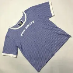 ピンクハウス ロゴプリント ブルーボーダー半袖カットソー/2021年 春