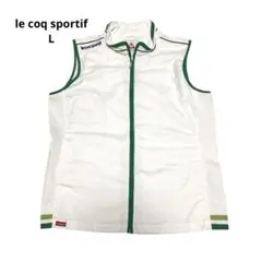 ルコックスポルティフゴルフ　ゴルフウェア　ベスト　白　デサント　刺繍　L
