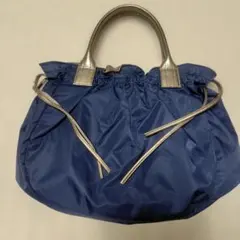 BRONTIBAY PARIS ネイビーゴールド ナイロン 巾着 トートバッグ
