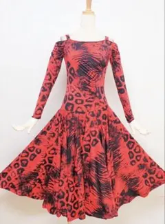 レオパード柄/赤×黒/ワンピース/モダンドレス☆社交ダンス