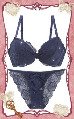 C75L　脇肉を谷間に変える脇高ブラ レーシーリボンブラセット　Elegante