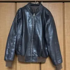 ダークブラウン レザーボンバージャケット
