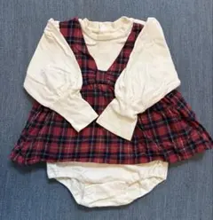 アプレレクール 長袖ロンパース 80サイズ 赤チェック 女の子