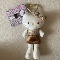新品　ハローキティ　ぬいぐるみキーホルダー　ホワイト　ゴールド　ヒョウ柄　足長