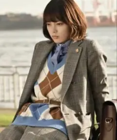 SHIPS WOMEN インターシャ アーガイル ベスト シップス 黒