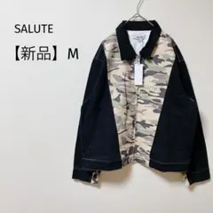 【希少】カモフラジャケット　オーバーサイズ　フルジップ　デニム　ストリート　M