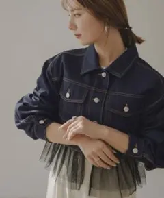 【¥7990完売品】rectangle 2WAYフリルコンパクトデニムジャケット