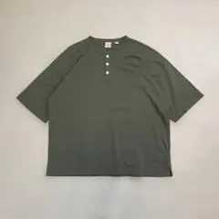 Goodwear 半袖ヘンリーネックTシャツ オリーブ　XL 肉厚コットンのサムネイル