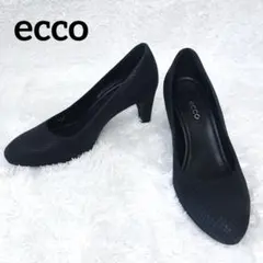 【美品】ECCO ブラック ハイヒール パンプス　スネーク調