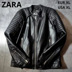 ザラ　フェイクレザー　シングルライダースジャケット　ライダース　黒　【XL】