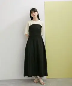 【美品】ADAM ET ROPÉ｜MIXパターンハーフスリーブワンピース