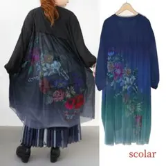 スカラー／フラワープリント グラデーションカーディガン ワンピース シフォンのサムネイル