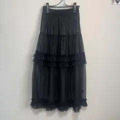 チュールスカート シアー フリル付き 黒