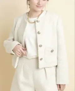 アプワイザーリッシェ　クロップドツイードジャケット　ホワイト