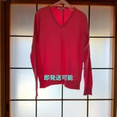 ユニクロピンク Vネック ニットセーター Lサイズカシミヤ