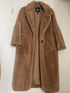 美品 ZARA テディベアコート エコファー チェスターコート キャメル XS
