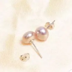 2点限り★　スターリングシルバー925　淡水真珠　エレガントピアス　パープル