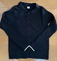 UA グリーンレーベル　襟付きリブカーディガン　ブラック