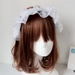 ヘッドドレス ホワイト ロリータ風カチューシャ ゴスロリ レース メイド服 仮装