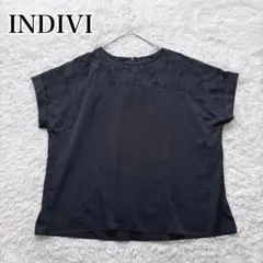 新品タグ付★INDIVI 花柄レース切替 ブラウス 大きいサイズ 洗える 近年のサムネイル
