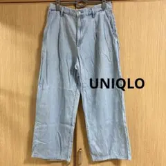 UNIQLO ユニクロ ライトブルーデニム ドレープデニムタックパンツ Ｌ