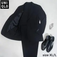 美品♢ユニクロ 感動ジャケットウールライク セットアップ XL / L ネイビー