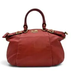 美品　COACH　マディソン　トートバッグ　レザー　オレンジ　ロゴ