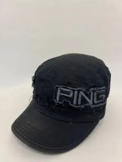 【PING】ブラック キャップ ダメージ加工　スポーツ　ゴルフ
