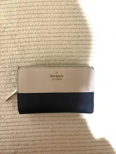 kate spade 二つ折り財布 ベージュ/ネイビー