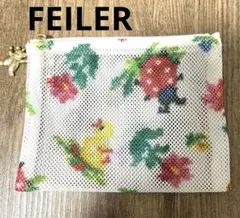 美品　FEILER ハイジ メッシュポーチ ホワイト Sサイズ