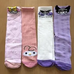クロミマイメロ子ども靴下 キッズソックス 4足セット ハイソックス フリーサイズ