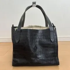 クレドラン CLEDRAN 牛革 ハンドバッグ トート 黒 クロコ型押し 日本製のサムネイル